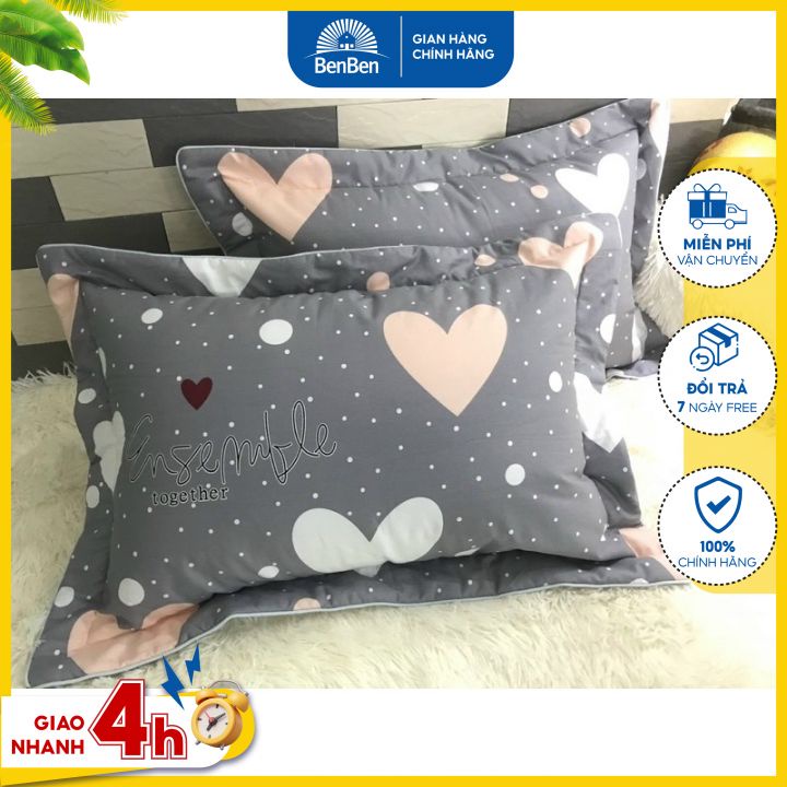 1 vỏ gối cotton TL size 40x60cm, hàng cao cấp siêu bền, chat chọn mẫu - Ben Ben