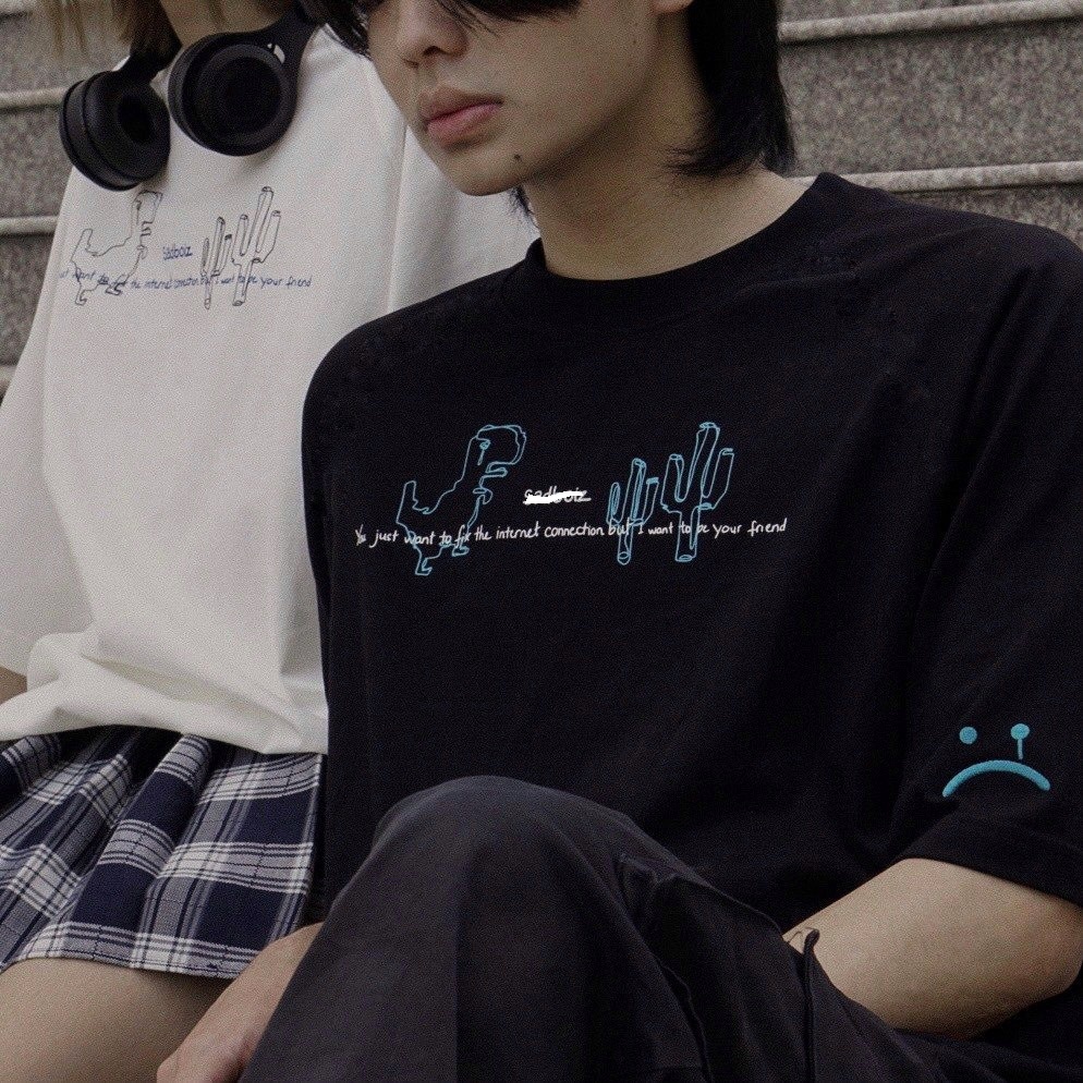 Áo thun Sadboiz DINO logo hình thêu nam nữ áo DINO khủng long full tag sad boiz