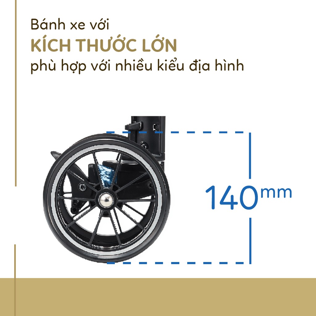 Xe đẩy COMBI Mechacal Handy auto 4CAS/4X AIR : đệm điều hòa, 4 bánh xoay tự động BH chính hãng 2 năm