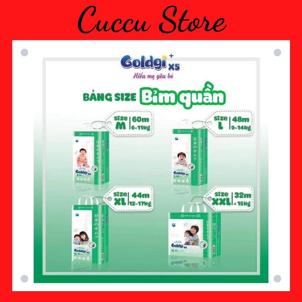 Bỉm/Tã Quần Goldgi x5 size M 60 miếng