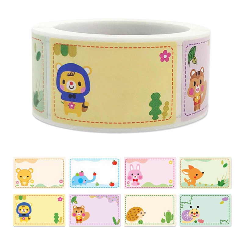 Cuộn 250 Miếng Dán Ghi Tên Tự Dính Họa Tiết Hoạt Hình Dễ Thương Cho Học Sinh Mẫu Giáo