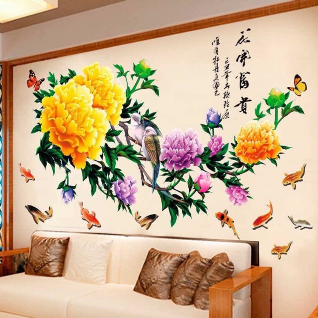 decal dán tường mẫu đơn size lớn