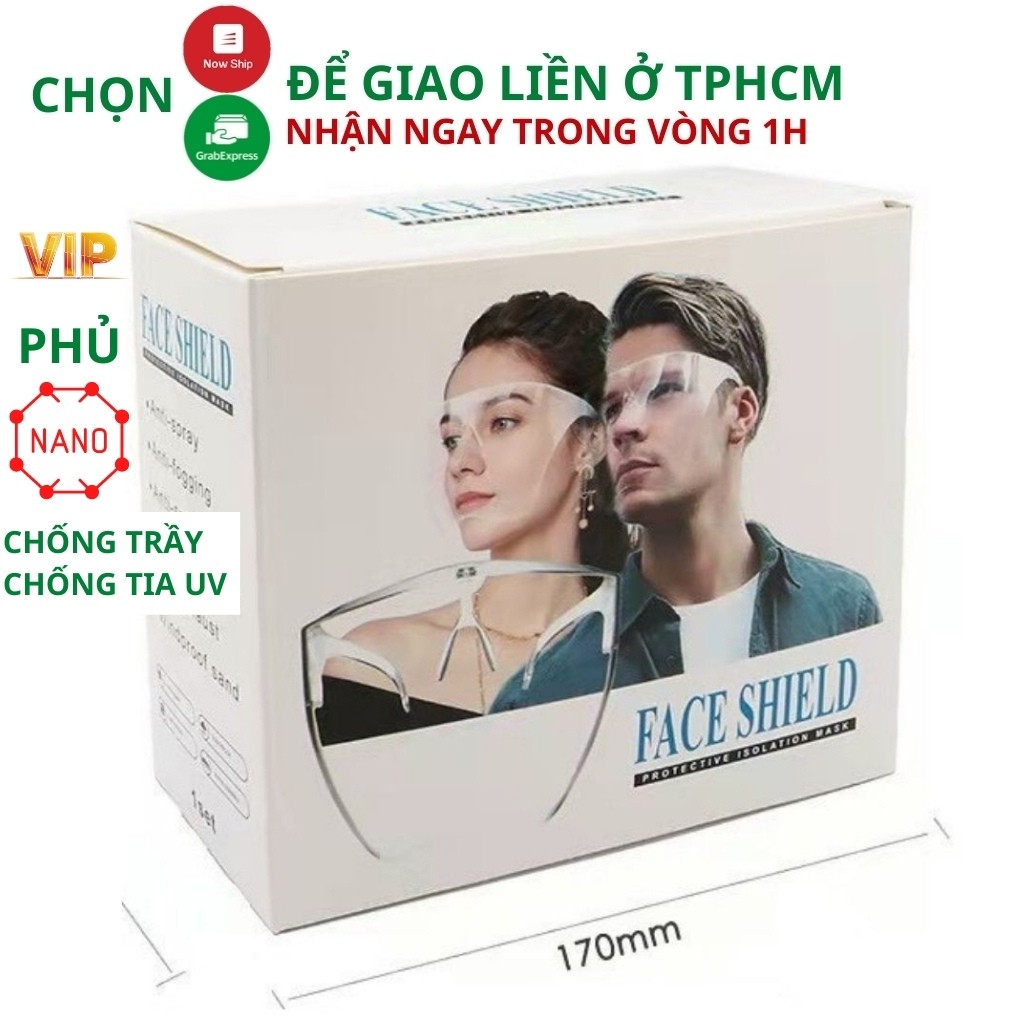 [𝙁𝙍𝙀𝙀 𝙎𝙃𝙄𝙋] Kính chống giọt bắn Face Shield trong suốt không mờ an toàn chống dịch