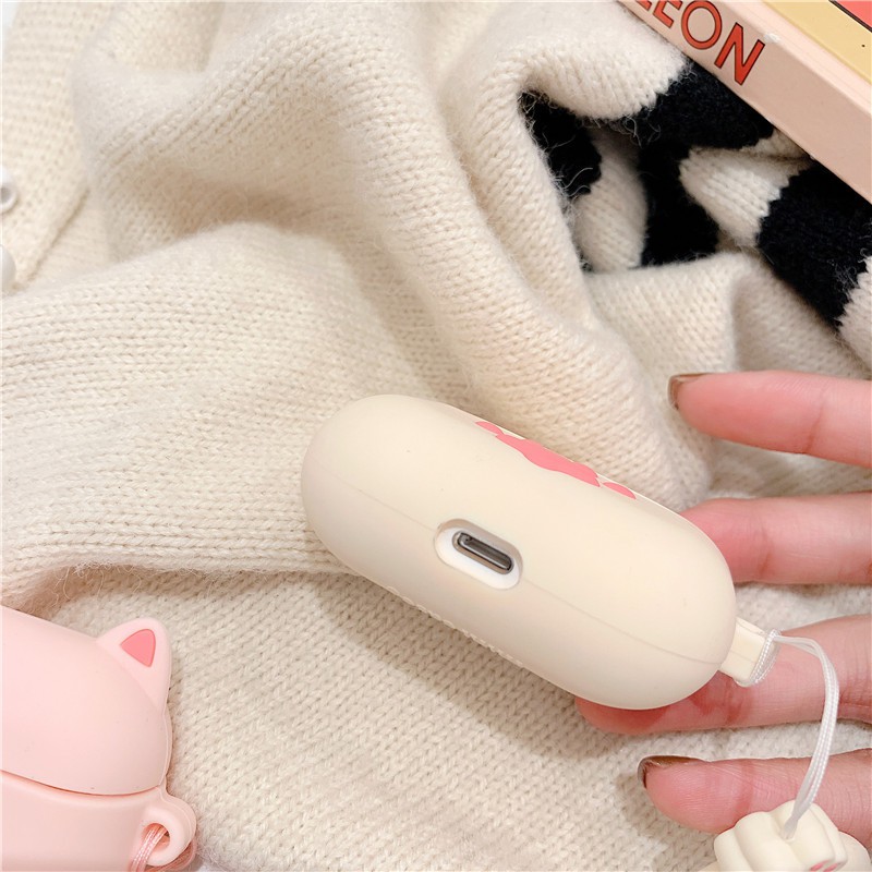 Vỏ Bảo Vệ Tai Nghe Hình Chân Mèo Nhỏ  Phù Hợp Với Airpods 1/2/Pro Siêu Cute Dễ Thương