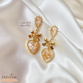 Khuyên tai bông trai vàng hoàng gia công chúa tiểu thư E011