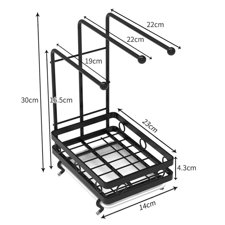 Kệ Để Nước Rửa Chén Giẻ Rửa Bát Khăn Lau Tay Chất Liệu Thép Carbon Chính Hãng VANDO