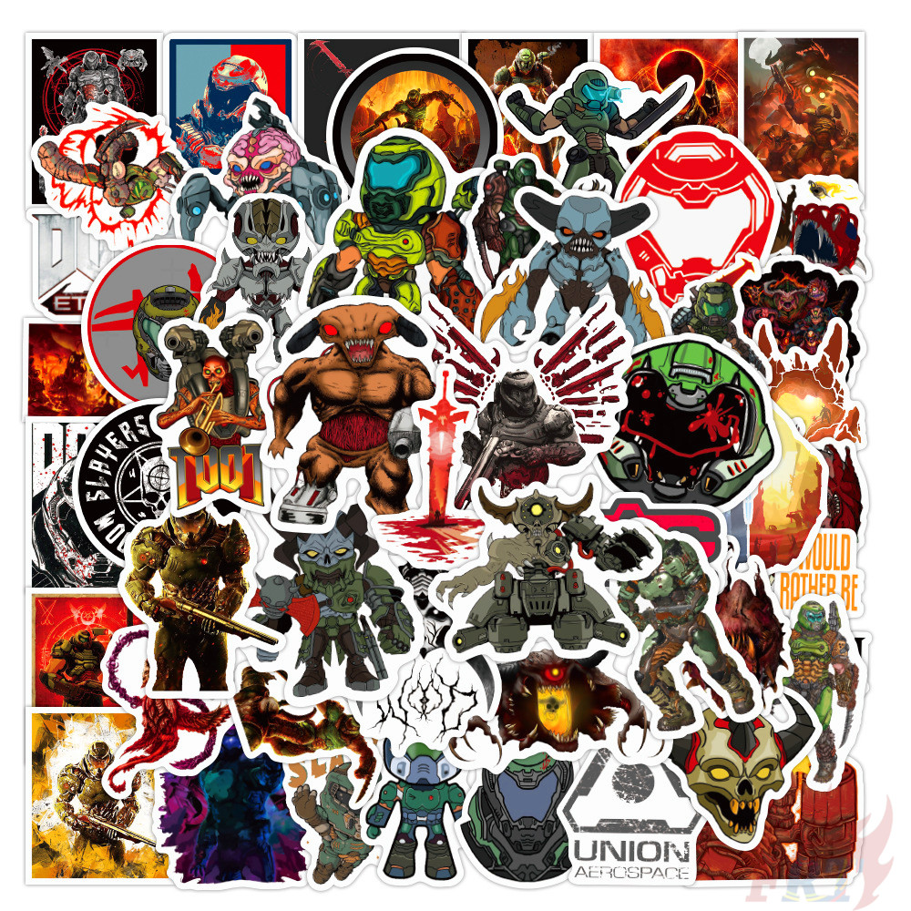 ❉ Doom - FPS First-Person Shooting Game Stickers ❉ 50Pcs/Set DIY Fashion Luggage Laptop Skateboard Decals Doodle Stickers