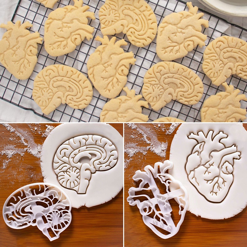 1 Khuôn Làm Bánh Quy / Sô Cô La Hình Bộ Não 3D Bằng Nhựa Phong Cách Halloween