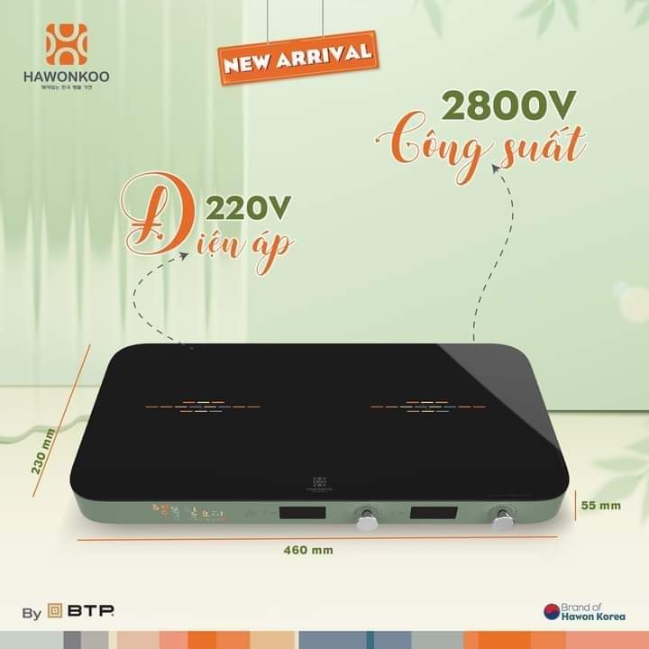 Bếp Từ Đôi Kèm Bộ Nồi Hawonkoo MCEH-200-II, Kèm Lẩu Nướng, Tiết Kiệm Điện Năng, Bảo Hành 12 Tháng, Giao màu ngẫn nhiên