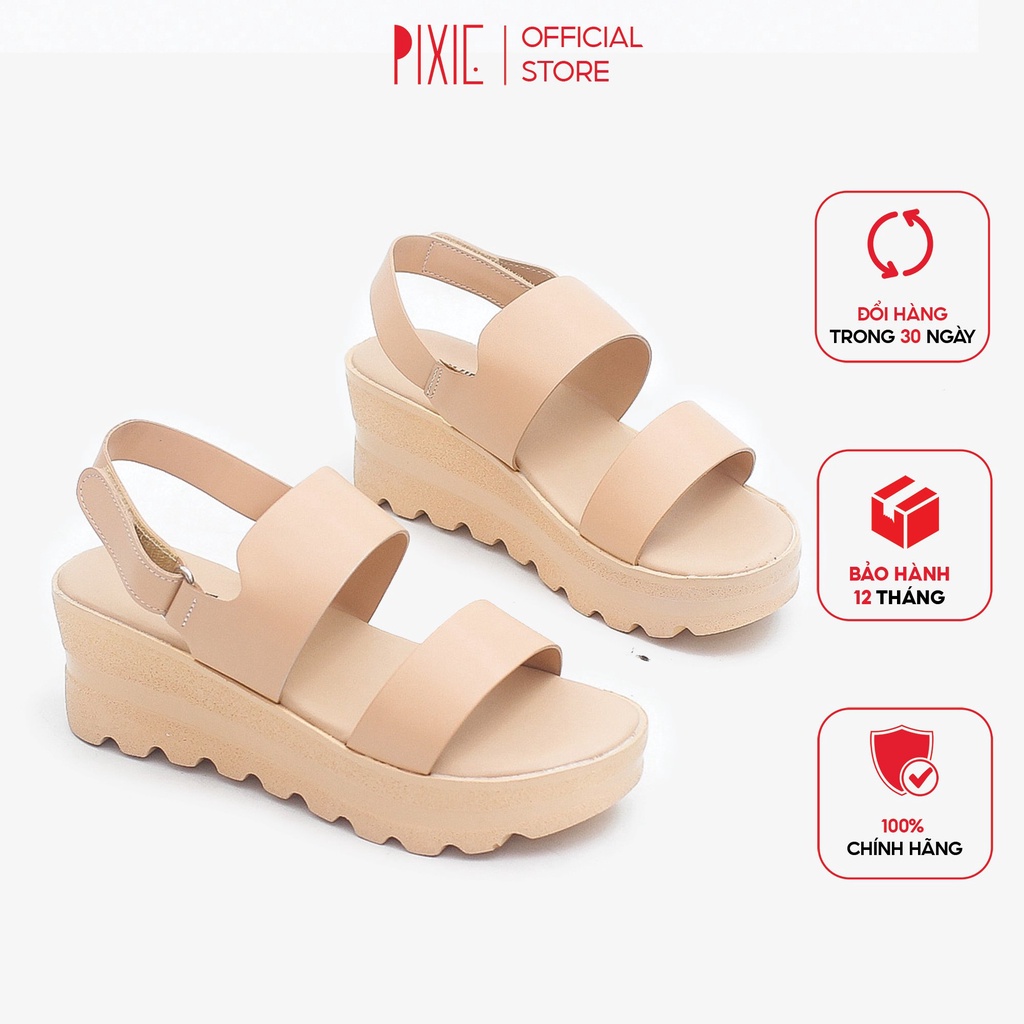 Giày Sandal Đế Xuồng 5cm Siêu Nhẹ Quai Ngang Pixie X425