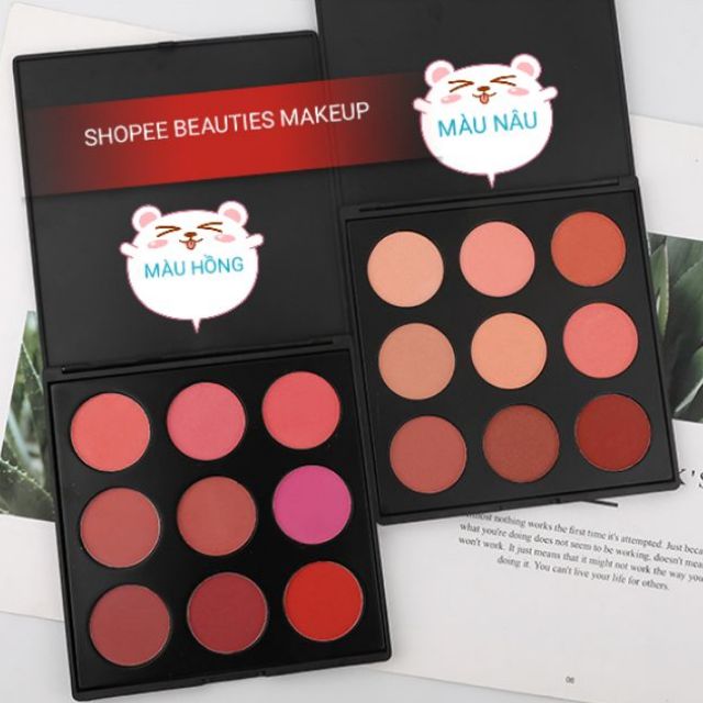 ( 2 TONE HỒNG + NÂU ) BẢNG PHẤN MÁ HỒNG TẠO KHỐI MISKOS 9 Ô