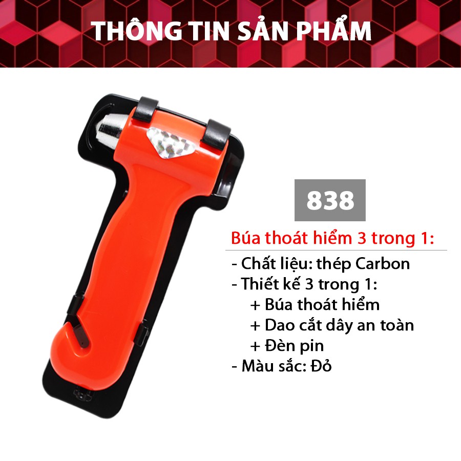 Búa thoát hiểm kèm đèn pin cao cấp