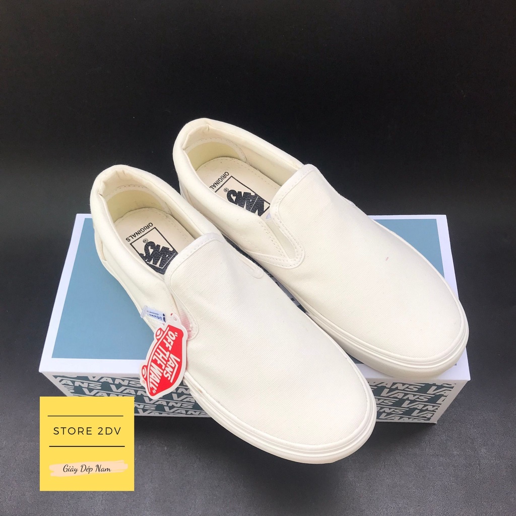 Giày Lười Nam Xỏ Trắng Vans Slip On White