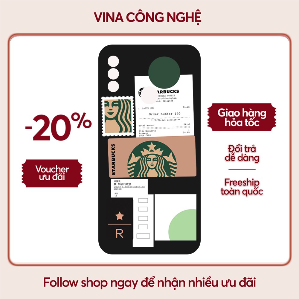 Ốp lưng Vsmart Joy 3/Joy 4/Star 3/Aris/....dẻo đen in hình Starbucks.