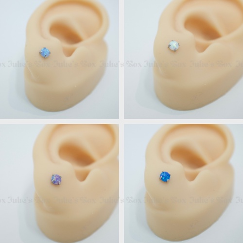 Khuyên Tai Nam Nữ Đá Opal Thân Bạc Có Bệ Unisex Cá Tính Không Gỉ Không Ngứa Không Bay Màu Julies Box 66