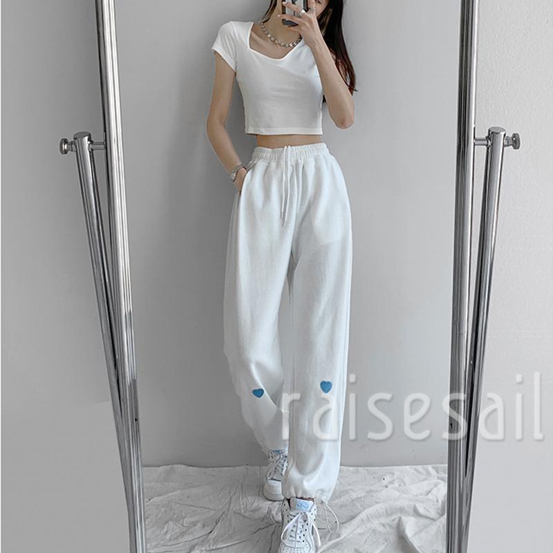 RS Quần Dài Lưng Cao In Họa Tiết Trái Tim Thời Trang Cho Nữ | BigBuy360 - bigbuy360.vn