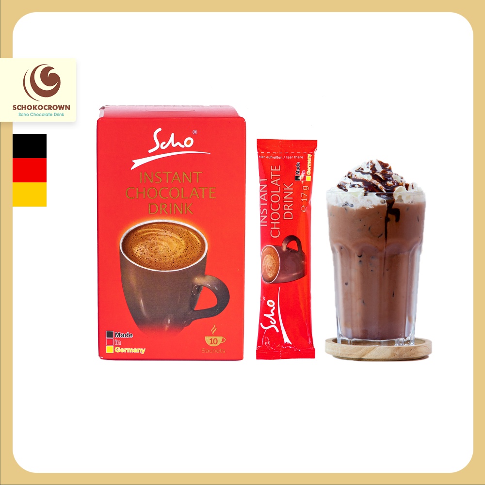 Bột Cacao dinh dưỡng Scho - Scho Red heart hộp 10 gói x 17g - Hương vị socola thanh, ngọt dịu