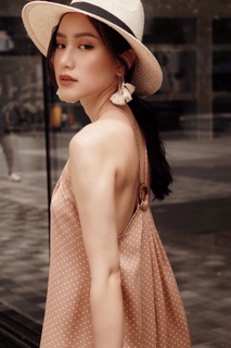 Vải lụa trượt chấm bi