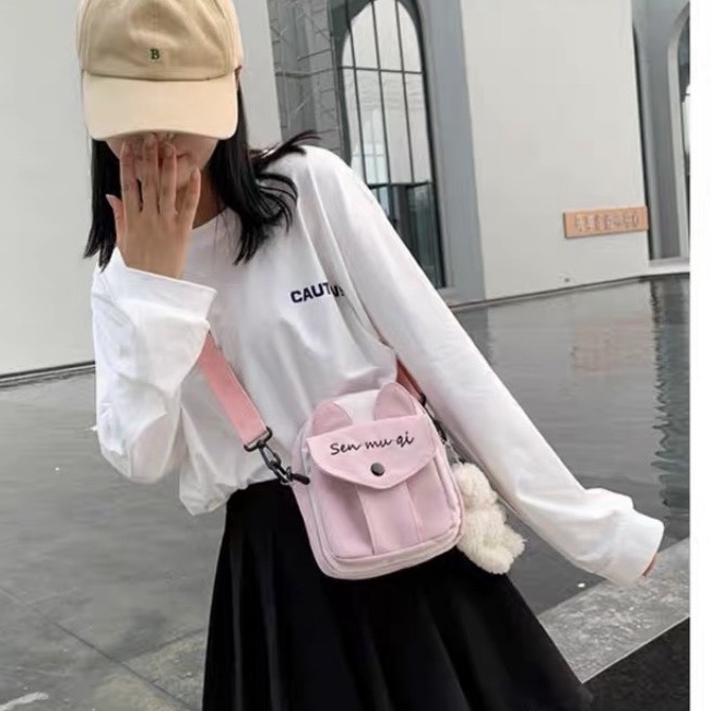 Túi vải tote mini đeo chéo chống nước nam nữ phong cách ulzzang ko kèm móc khóa