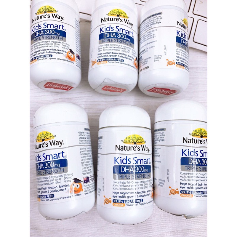 Kẹo bổ sung DHA cho bé Nature’s Way Kids Smart DHA 300mg 50 viên