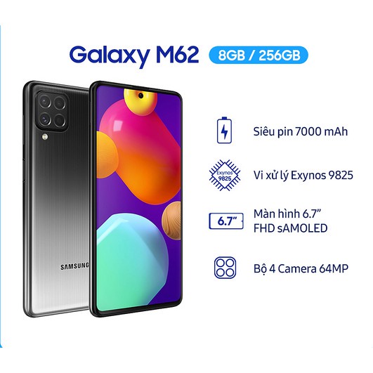 Điện Thoại Samsung Galaxy M62 (8GB/256GB) - Hàng Chính Hãng