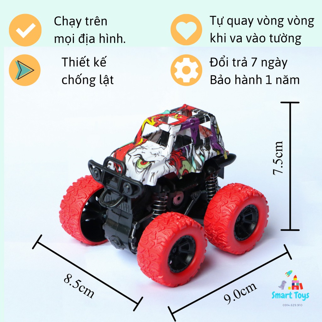 Đồ chơi xe ô tô địa hình bánh đà quán tính, chống lật chạy trên mọi địa hình, nhựa nguyên sinh an toàn