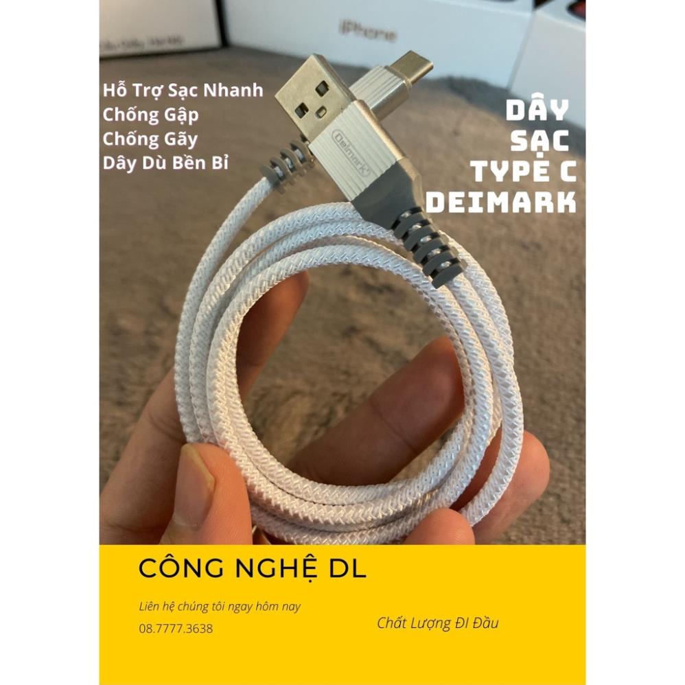 Dây dù Type C Deimark Hỗ Trợ Sạc Nhanh Quick Charge 2.0