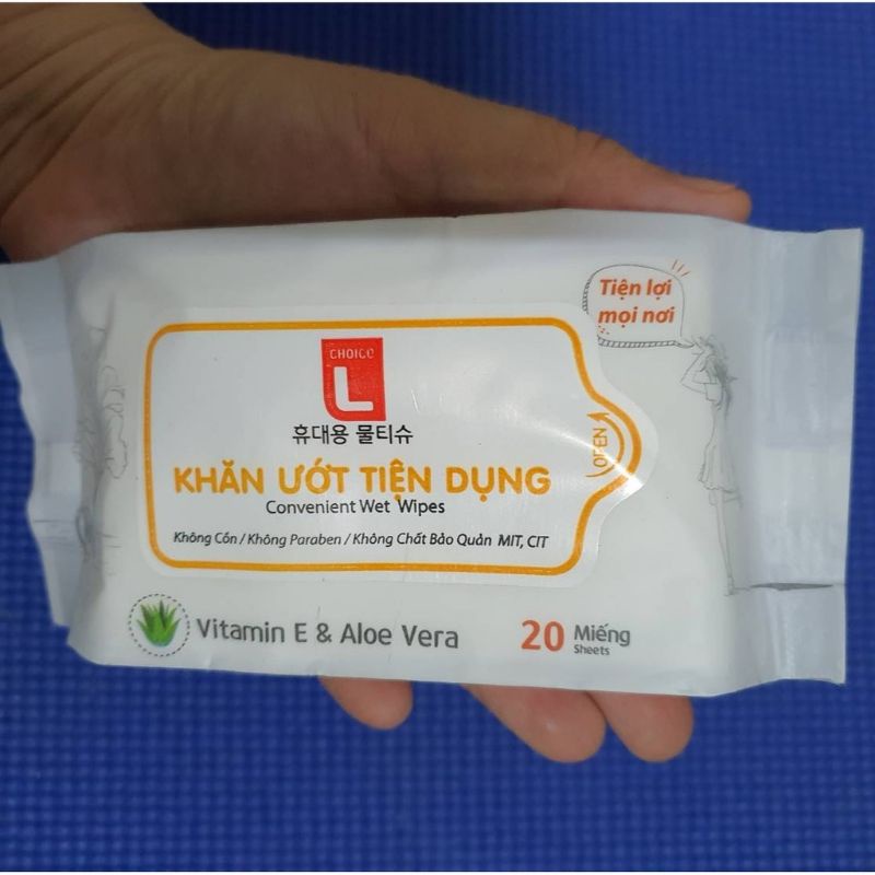 Hàng chính hãng-Khăn ướt tiện dụng Lotte Choice L 20 miếng