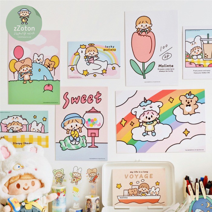 Ảnh trang trí poster dán tường postcard cute decal dễ thương phụ kiện dồ dùng decor trang trí bàn học phòng ngủ cho bé
