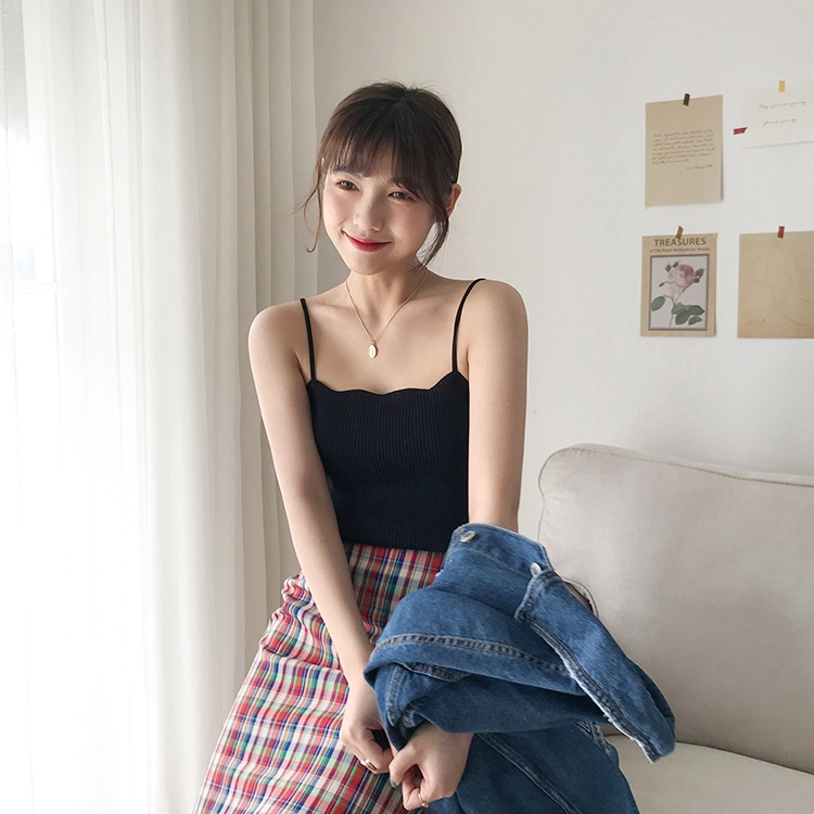 Áo len nữ SUXI hai dây màu trơn quyến rũ