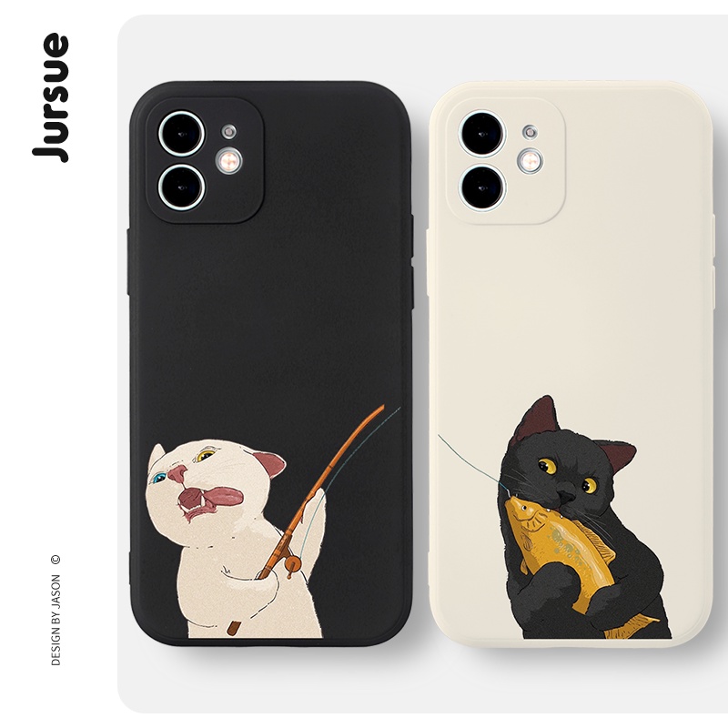 Ốp điện thoại JURSUE hoạt hình cặp đôi dễ thương đẹp ngộ nghĩnh Compatible for iPhone 14 13 12 11 Pro Max SE 2020 X XR XS 8 7 ip 6S 6 Plus kute XYA1440