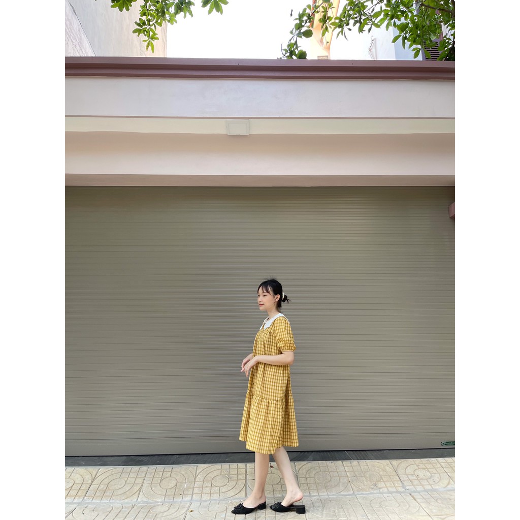 [Sale sốc] Đầm bầu xinh BBA618 - Váy bầu công sở màu vàng (freesize)