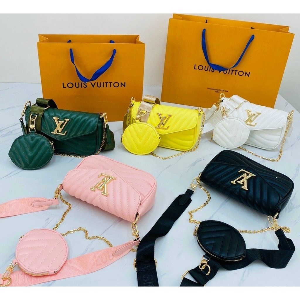 Túi đeo chéo LV kèm ví nhiều màu