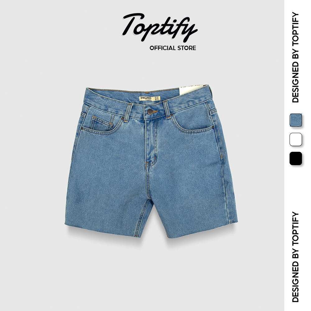 Quần jeans nữ lửng TOPTIFY trơn dáng suông Classic Denim Shorts JQ31