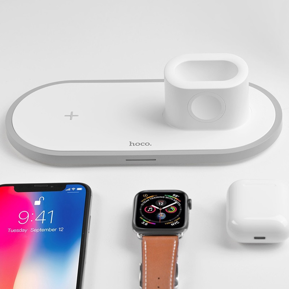 [CHÍNH HÃNG] Đế sạc nhanh không dây 3 in 1 HOCO CW21 cho IPhone-Airpod-Apple Watch.