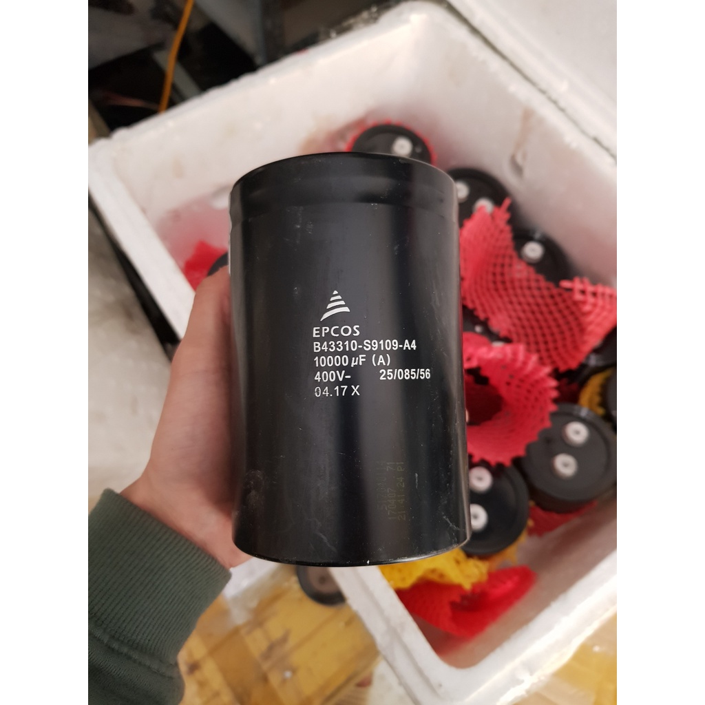 Tụ Điện 10000uF 400V hãng EPCOS kích thước 130x90mm hàng tháo máy