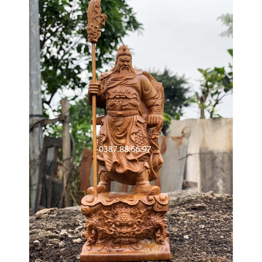 Tượng quan công quan văn trường đế hổ phù cao 20cm đến 40cm chất liệu gỗ bách xanh