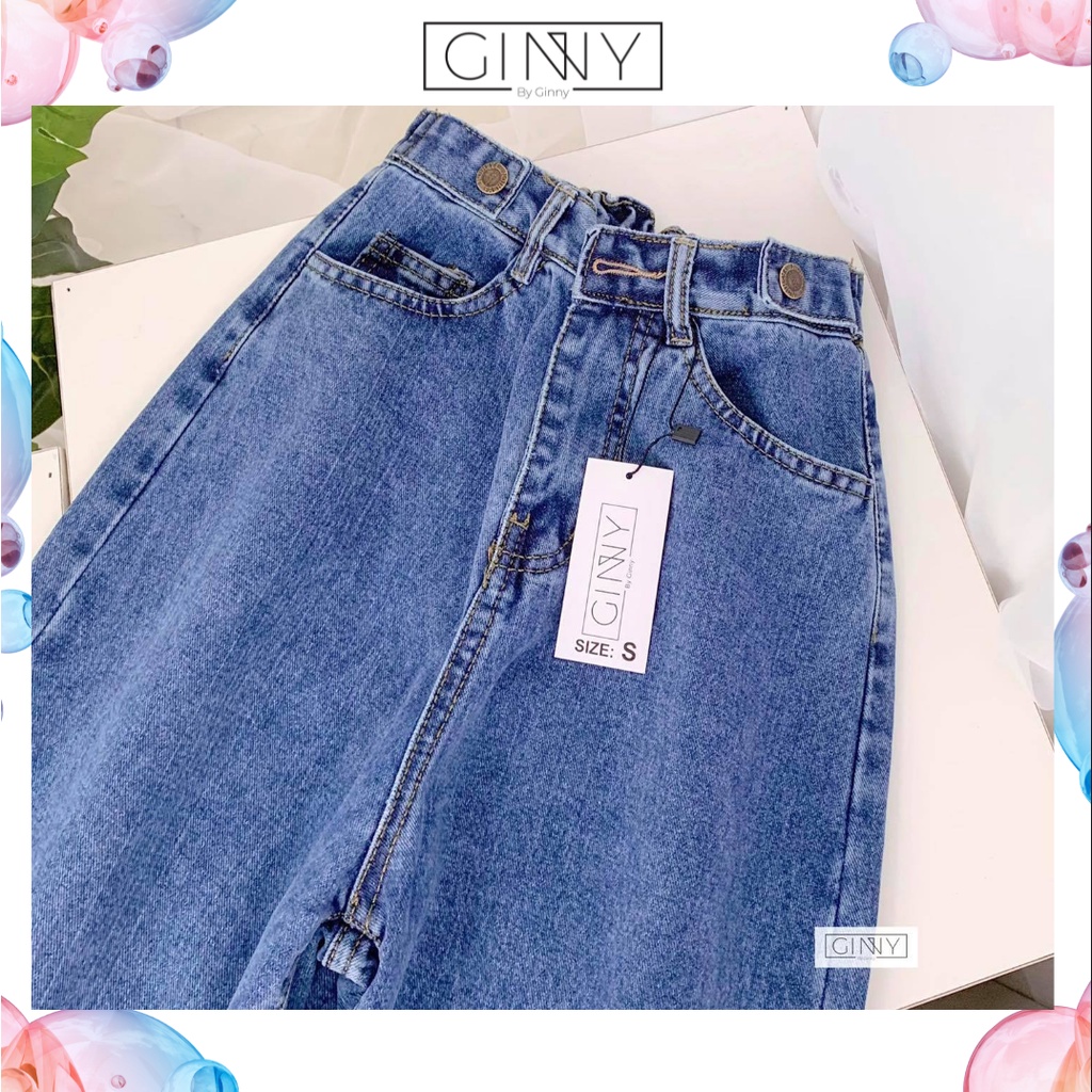 Quần Baggy Nữ Jean Hack Dáng KHA-001 | Quần Baggy Jean Cạp Cao | Vải Jean Wash Xịn | Hàng Đẹp | Ginny