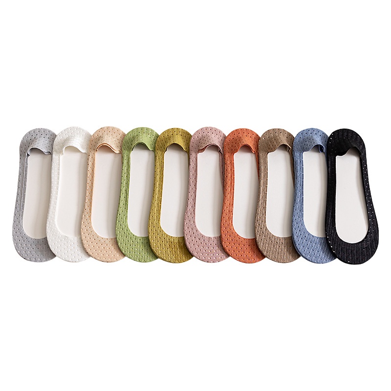 Vớ Thuyền Bằng Silicone Lưới Thoáng Khí Không Trơn Trượt Màu Sắc Kẹo Ngọt Cho Nữ
