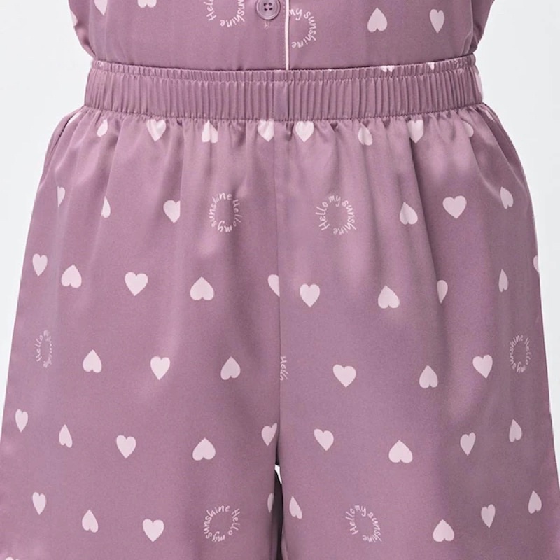 Bộ quần áo cộc pyjama nữ in hình trái tim dễ thương của GU - Nhật Bản