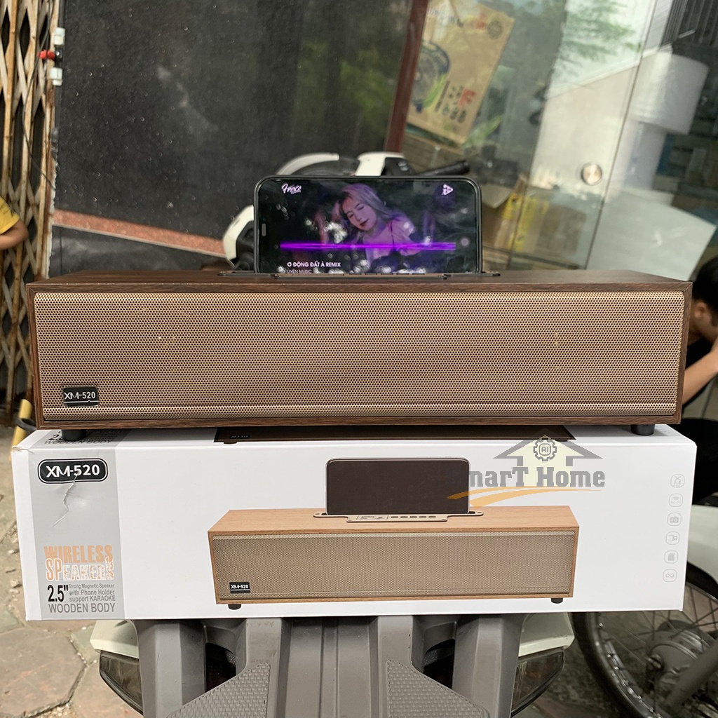 Loa bluetooth XM 520 Siêu Bass , Loa Bluetooth Để Bàn Vỏ Gỗ 20W Thiết Kế Sang Trọng Âm Thanh Trầm Ấm - Loa 2.5 Inch