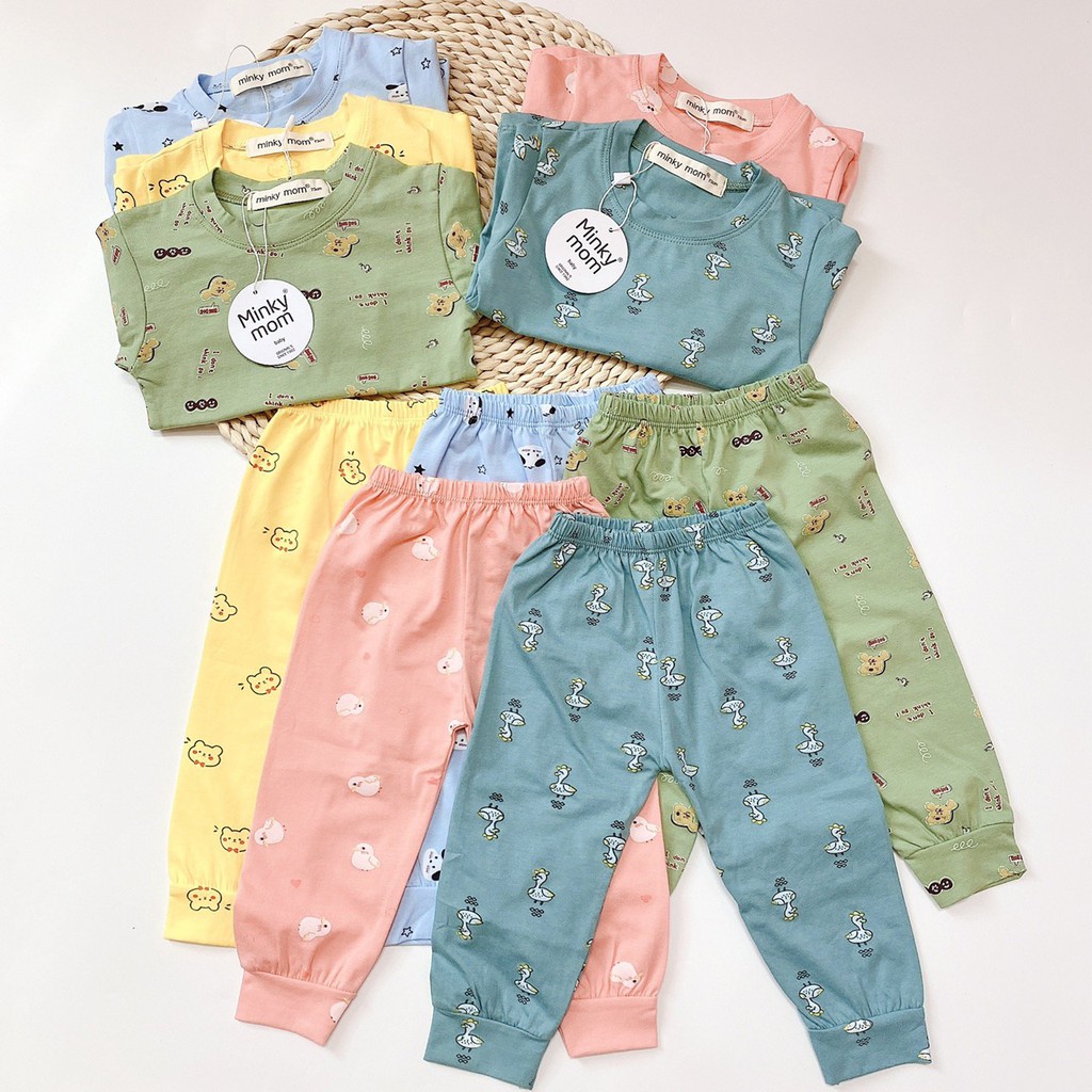 Bộ Cotton 100%  in hình thú nhí ngộ nghĩnh cho bé trai và bé gái