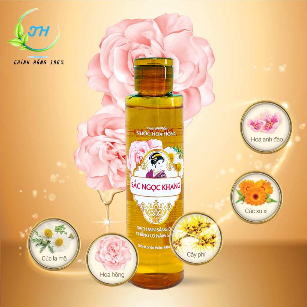 Nước hoa hồng Sắc Ngọc Khang 145ml giúp cân bằng độ pH, dưỡng da và làm sạch sâu.