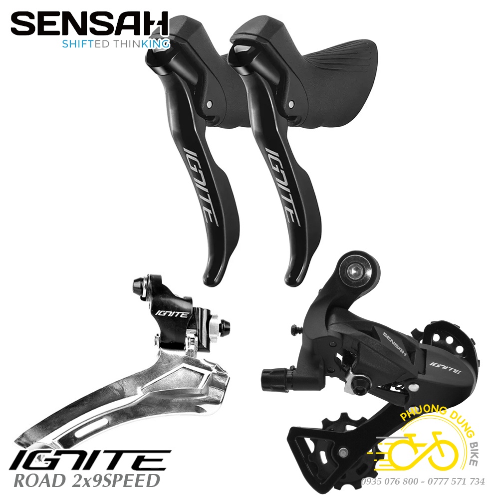 Groupset Mini: Tay đề lắc, Củ đề, Sang đĩa xe đạp SENSAH IGNITE 2x9 Speed