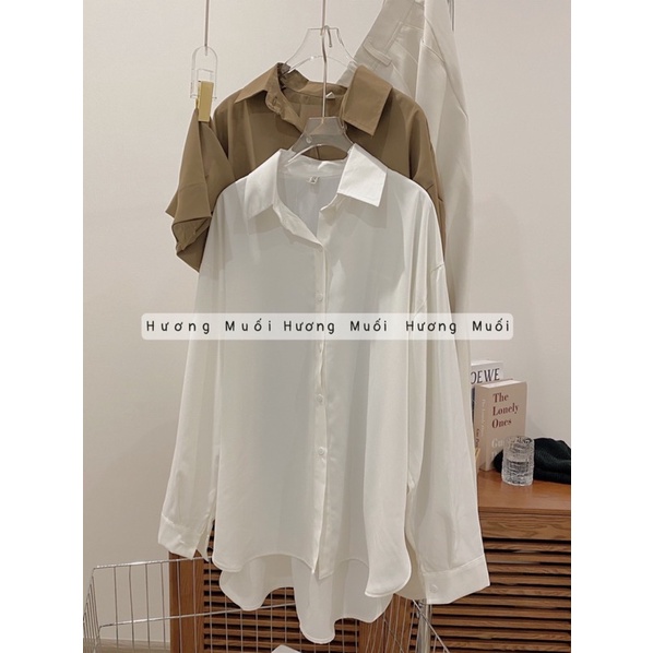 [Mã FAMARAL1 giảm 10K đơn 50K] Áo sơ mi lụa trơn basic - áo sơ mi oversize nhiều màu