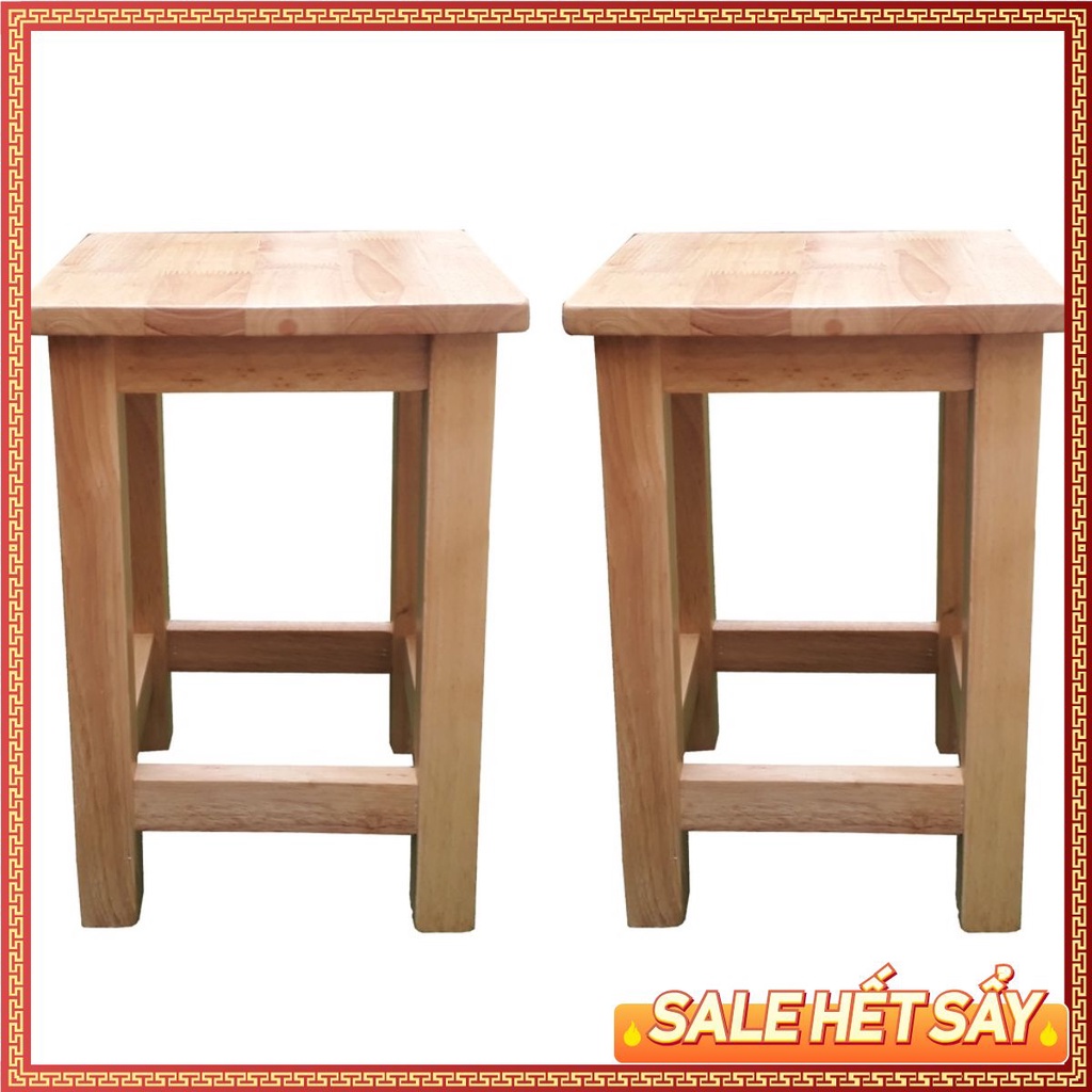 [COMBO 2 GHẾ CAO] GHẾ ĐÔN (CAO) GỖ CAO SU GHÉP 30X30X45CM