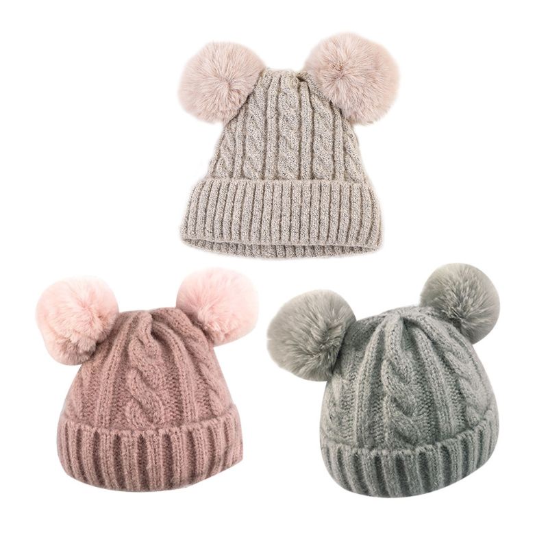 Mũ Đan Len Dày Dặn Màu Sắc Ngọt Ngào Thời Trang Mùa Đông Cho Bé