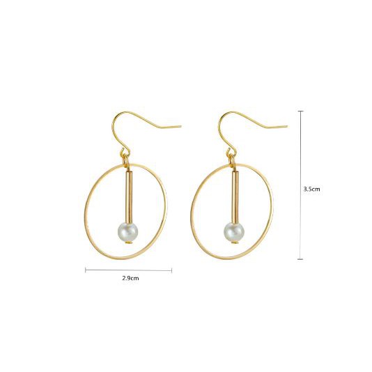 M 27 Hoa tai đính hạt nhựa dáng khuyên tròn thời thượng