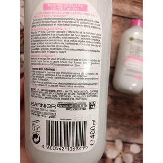 Sữa tẩy trang Garnier SOLUTION MICELLAIRE LACTÉE TOUT EN 1 DE 400ml