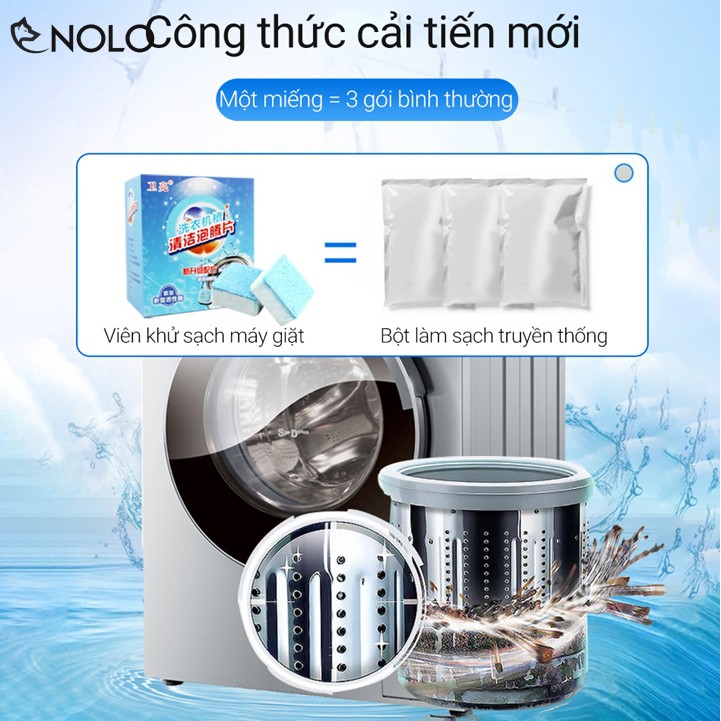 Combo 24 Viên Nén Vuông Vệ Sinh Khử Mùi Máy Giặt Có Thể Dùng Cho Cả Dòng Máy Cửa Trên Và Cửa Ngang